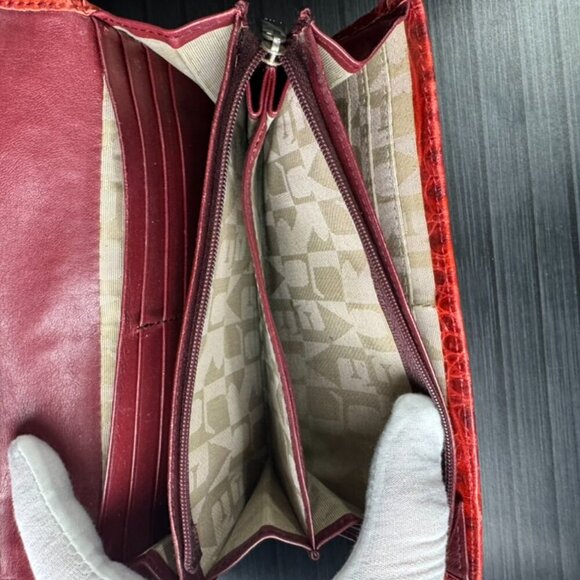 Furla Power Red Crocodile Embossed Wallet - Picture 4 of 5